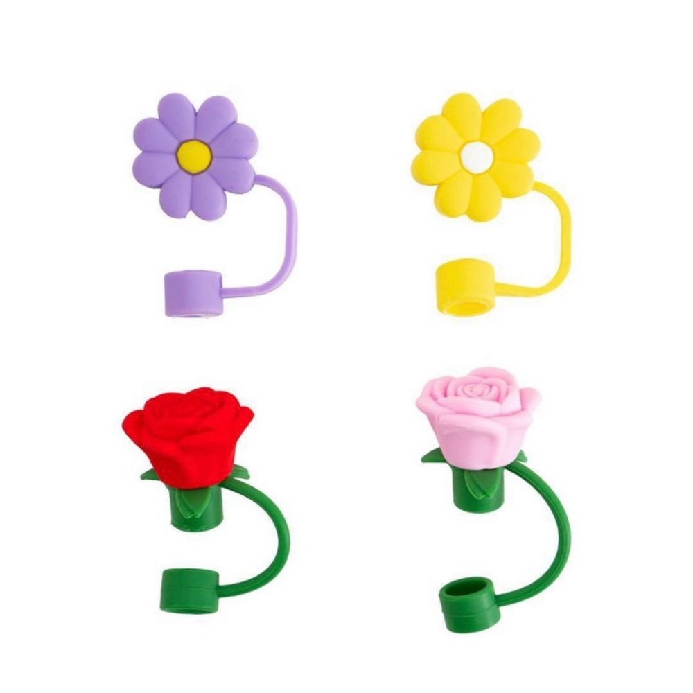 Flower-Shaped Silicone Wine Stoppers - Set of 4